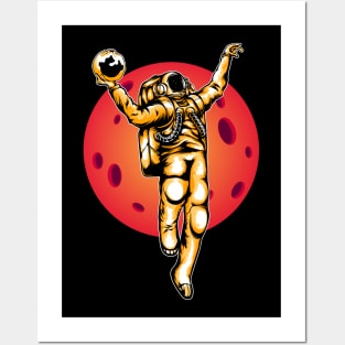 Astronaut Slamdunk Illustration Posters and Art